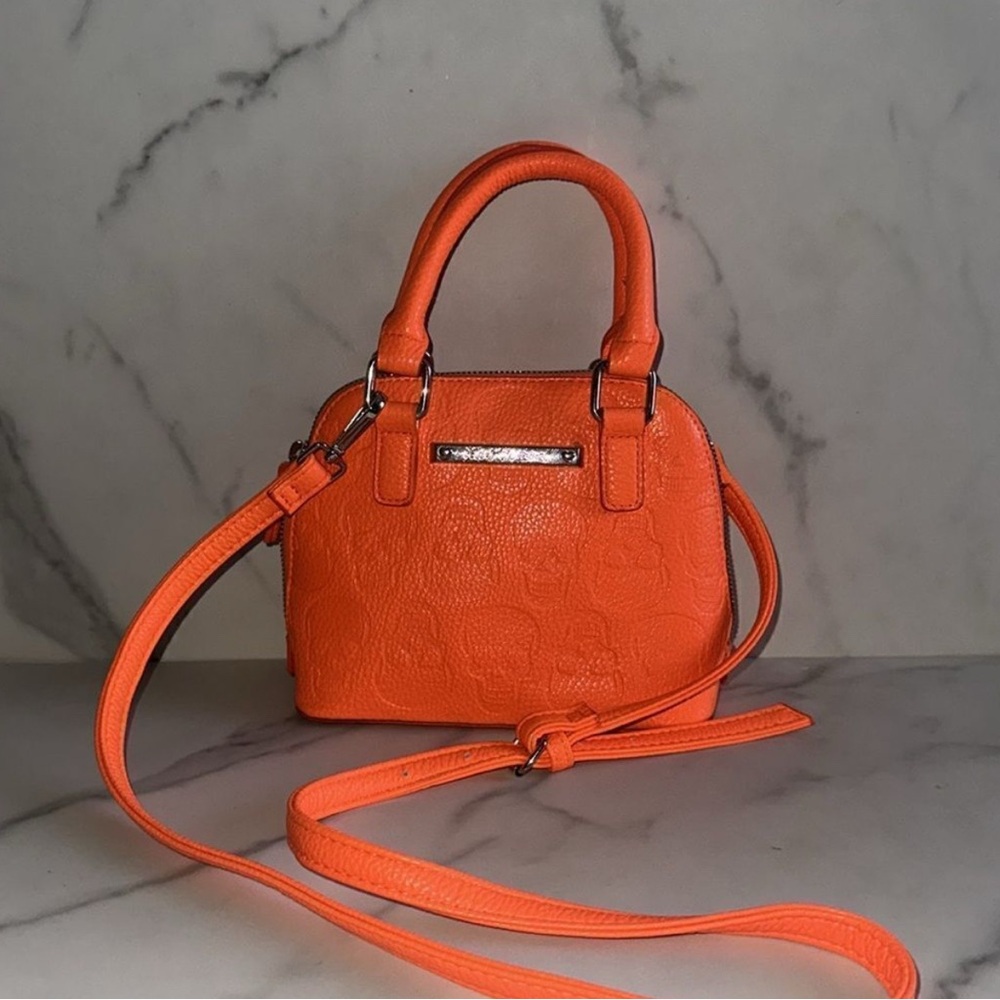 NWOT Betsey Johnson Skull Deboss Neon Orange Crossbody Bag